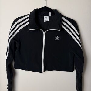 Adidas Black and White Cropped Jacket